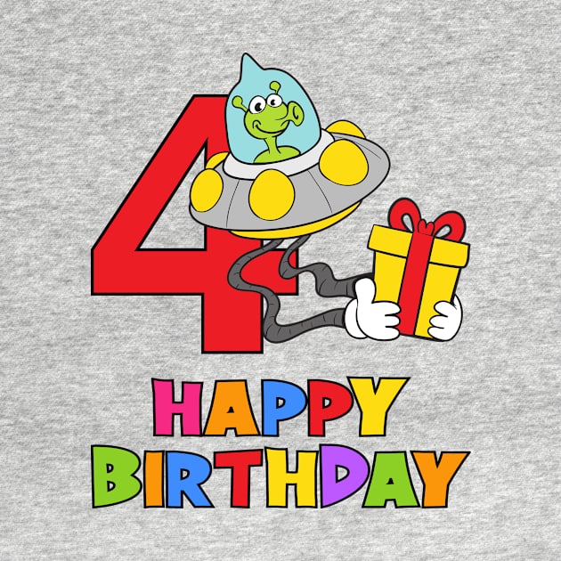 4th Birthday Party 4 Year Old Four Years by KidsBirthdayPartyShirts